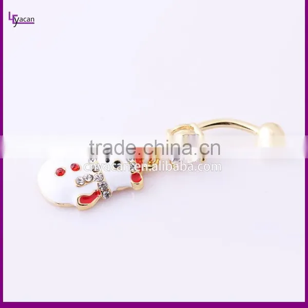 Christmas Snowman 14 Guage Stainless Steel Dangling Magnetic Navel Rings photo-4