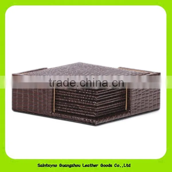 12*12cm Oil-proof Crocodile Leather Printed Set of 4 Square Coasters 16035 photo-3