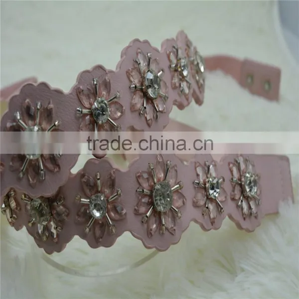 Elastic Rhinestone PU Leather Garment Dress Belt for Women photo-2
