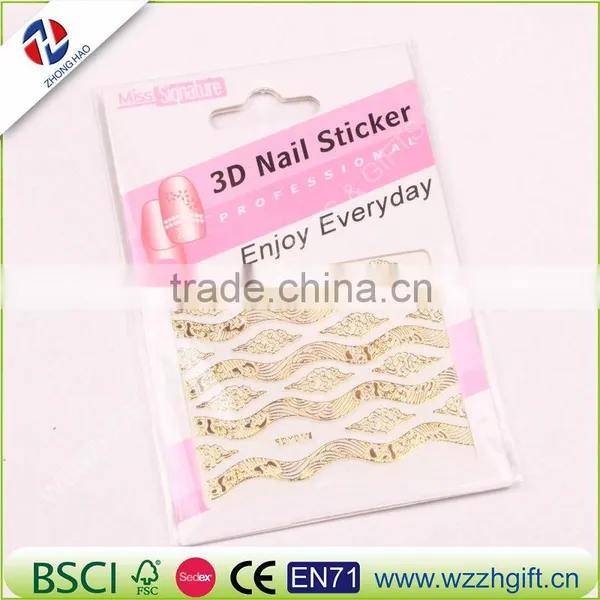 New Gold 3D Nail Stickers,Metallic Mix Designs Flowers Nail Decal,Beauty Creative Nail Art Decoration photo-6