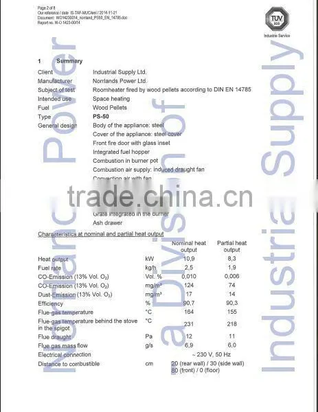 With CE,2015 EN14785 Stage 2 Test in Germany TUV-SUD,morden Cheap Wood Pellet Stove PS-50 photo-4