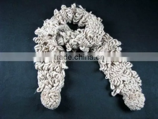 NEW ladies loop yarn handmade scarf with pom extra long size