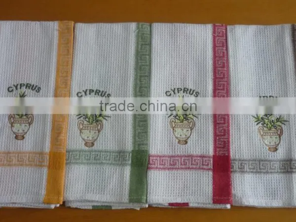 HIGH QUALITY COTTON WAFFLE TOWEL WITH PAPER PRINTING KITCHEN TOWEL photo-2
