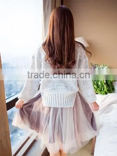 New Fashion Women Girls Mesh Knee Length Multilayer Pleated Casual Solid Sweet Skirt photo-3