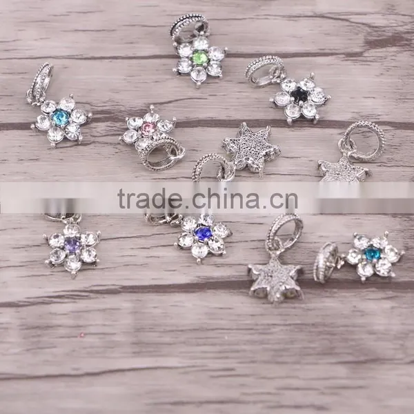 Pave CZ Flower Charm Beads Fit Bracelets Dangle Charms European DIY Jewelry photo-2