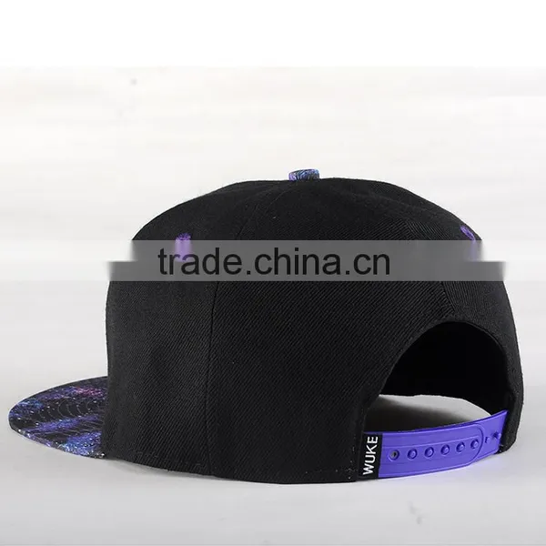 2015 Custom Design 100%acrylic Plain Black Snapback Wholesale photo-3