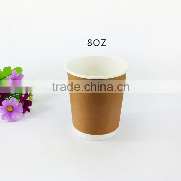 8 12 16oz Paper Coffee Cups Double Wall Kraft Paper Cup Hot Coffee Cup photo-3