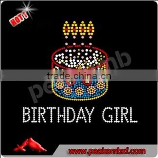 Bling Iron Transfer Rhinestone Birthday Girl Hotfix Custom Motif in Girls Clothing Sets photo-5