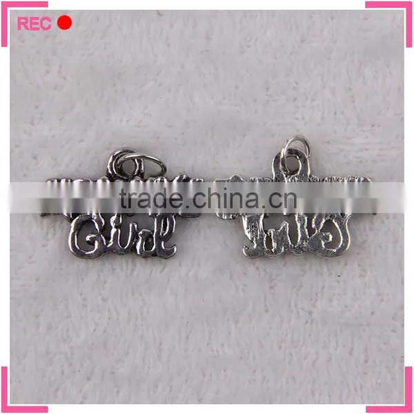 Engraved Name Alloy Pendants, Antique Imitate Silver Heart Shape Pendant photo-3