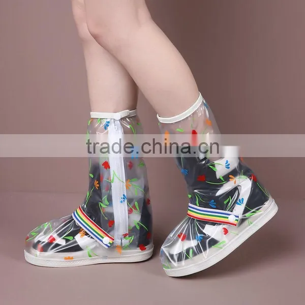 Non-disposable Fashion Transparent Pvc Shoe Cover for Girls and Ladies