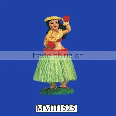 Novelty Resin Hawaii Hula Doll With Flower