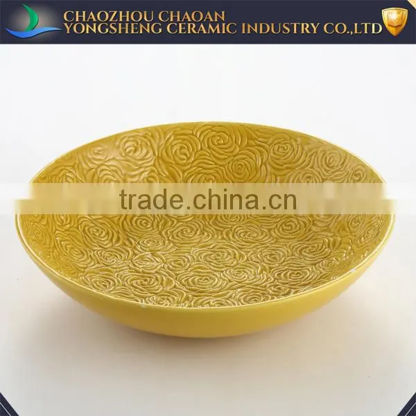 Manufacturer Yellow Round Decorative Flower Ceramic Fruit Plate photo-2