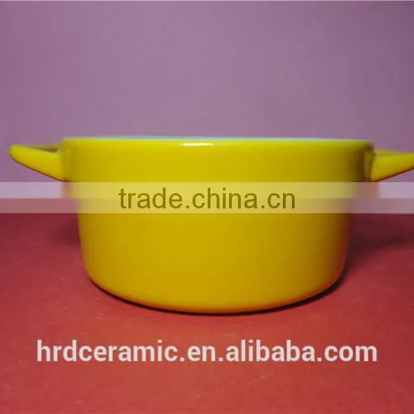 Stocked Korean Style Colorful Yellow High Ceramic Soup Pot photo-3