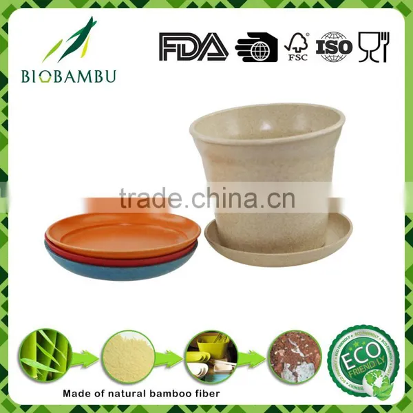 Manufacturer Supply Best Selling Items Bamboo Fiber Flower Pot With Tray photo-4