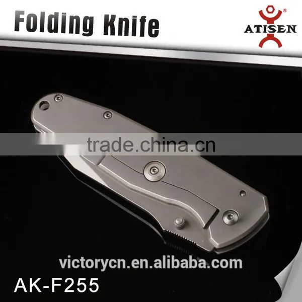 Hot Sale Outdoor Knives Stainless Steel Handle Folding Knife , 440+Titanium Coated photo-2