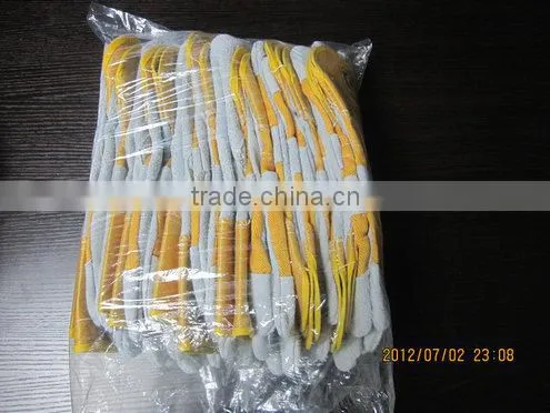 Cow Split Leather Safety Glove With Patch Palm Yellow Cotton Drill Back photo-2