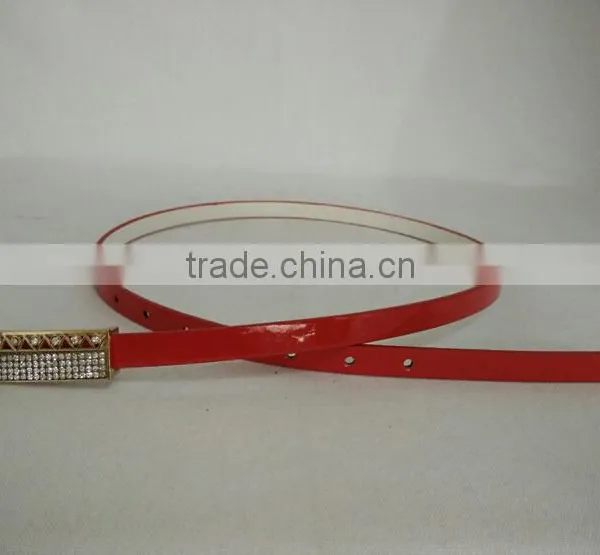 Wholesale Colourful Rhinestone Paved Alloy Buckle Sex Women Lady Thin PU Waist Belt photo-6