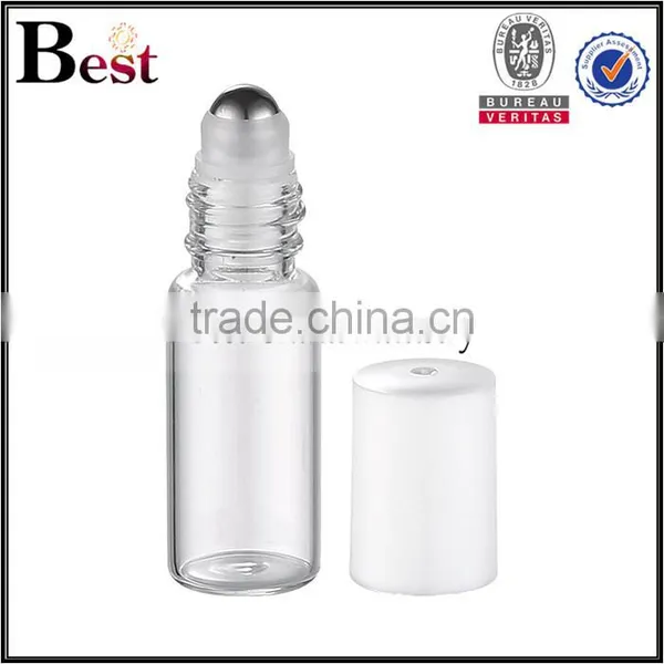 Cosmetic Fragrance Perfume Bottle Roll on 5ml 10ml 12ml Clear Stainless Steel Roller White Plastic pp Cover Bottle Perfume photo-2