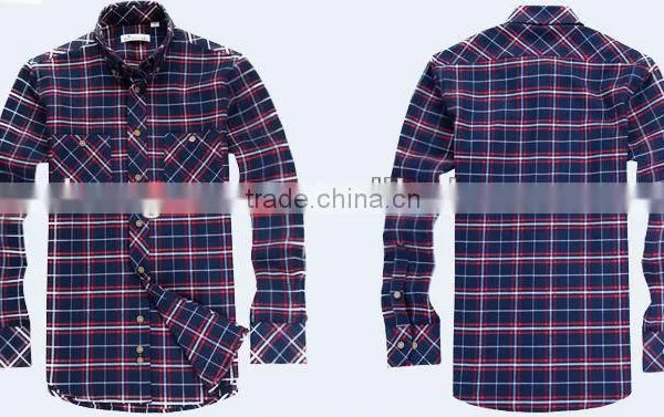 Men's 100% Cotton Twill Plaids Flannel Fashion Shirt With Long Sleeves photo-3