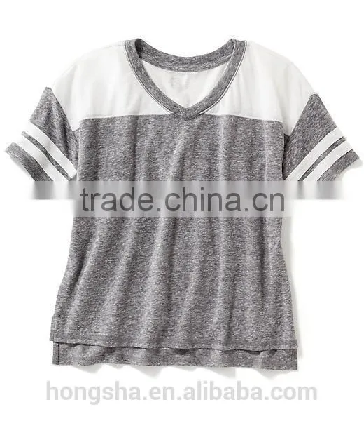 Child Girls Linen-Blend Football Tee HST8064 photo-3