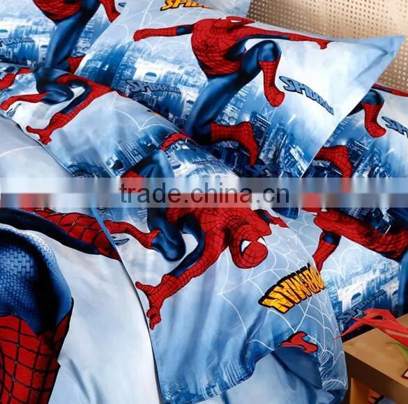 3 d Children Cartoon Bedding Cotton Twill Superhero Spider-man Reactive Printed Flat Sheet/bed Sheet photo-2