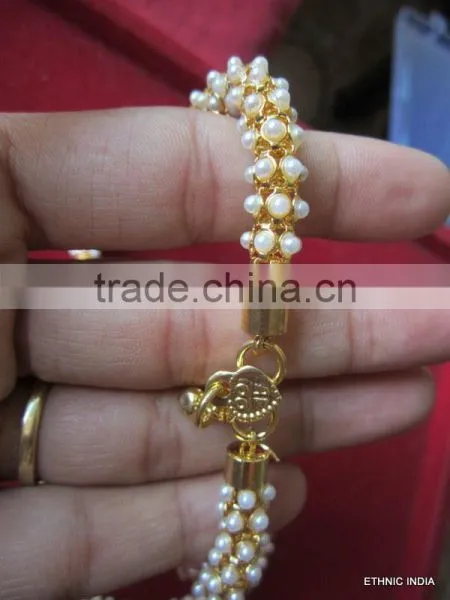 Gold Chain Crystal Payal ANKLETS Pair Feet Bracelet photo-3