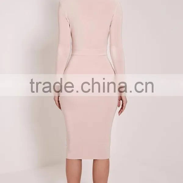 Top Quality Open Back Off Shoulder Criss-Cross Bandage Plain Color Evening Dress With V Neck photo-2