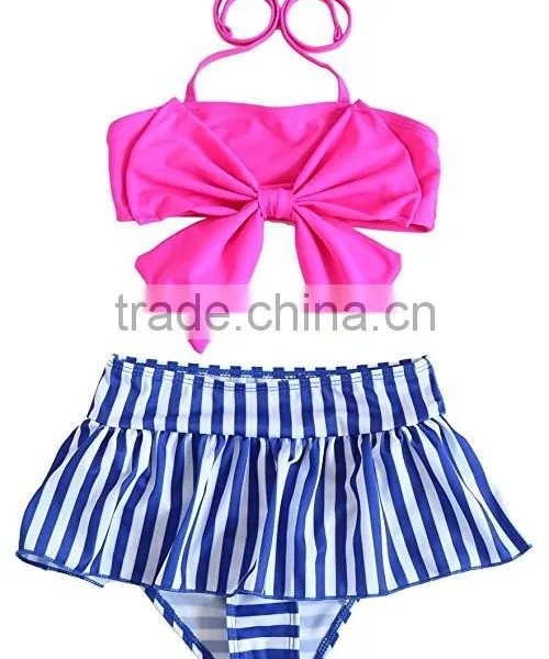 Polka Dot Swimwear Match Stripe Bowknot One Piece Swimsuit Wholesale photo-6