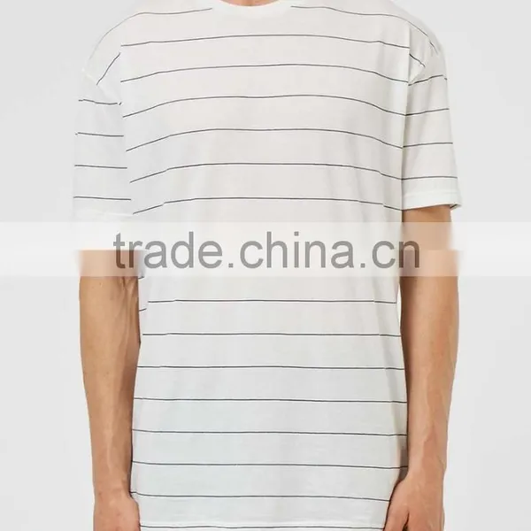 Custom Mens White off Black Stripes t Shirts 100% Cotton Summer Wear T-shirts for Man photo-2