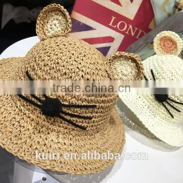 2016 New Stylish Baby Girls and Boys Cute Mickey Handmade Straw Hat Kids Sunhat photo-4