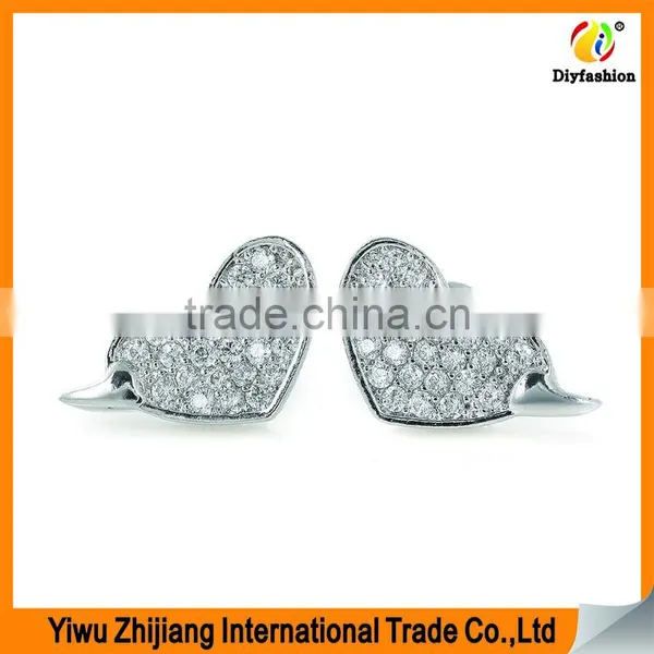 2017 New Fashion Inlay Zircon Platinum Plating Love Heart Earrings photo-3