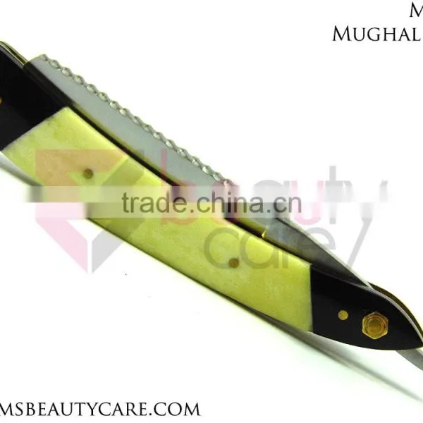 Handmade Carbon Steel Straight Razor With Camel Bone and Buffalo Horn photo-2