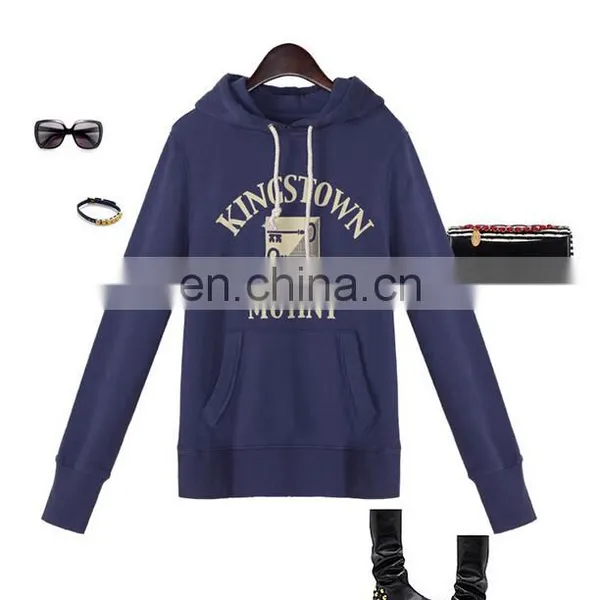 Cheap Women's Fleece Hoodie Kangaroo Pocket Long Sleeves Fleece Jacket Sweatershirt Terry Hoodie With Rubber Print photo-2