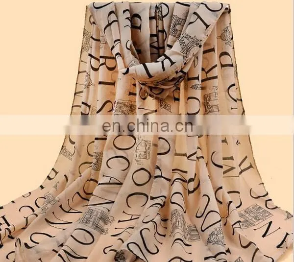 Initial Printing Chiffon Women Scarves Yarn Trendy Yiwu Stocking Fashion New Design Scarf photo-3