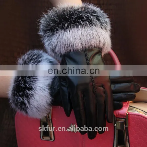 China Factory Wholesale Winter Warm Real Sheepskin Soft Leather Work Glove for Lady photo-3