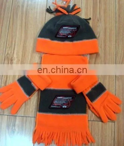 winter fleece gloves scarf hat set