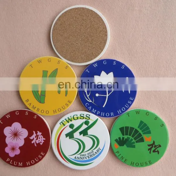 Waterproof Porcelain Coaster With Cork, Custom Design Round Ceramic Coaster photo-2