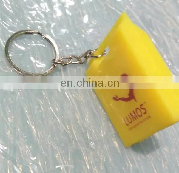 2017 3d OEM Custom LOGO Soft Silicone Rubber box shaped keychain