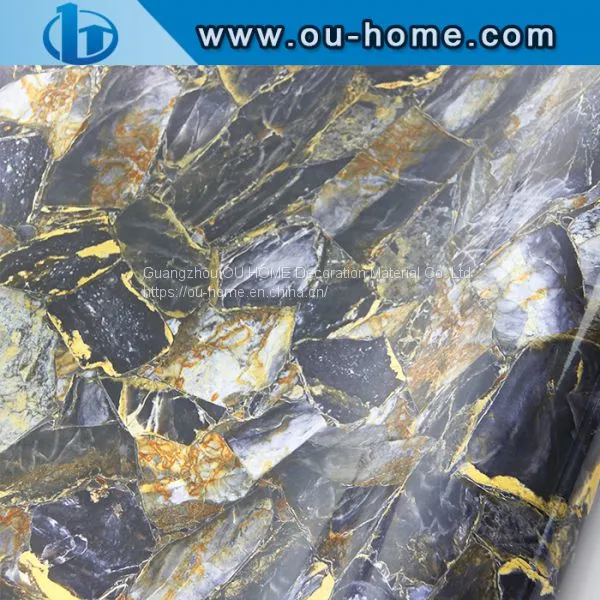 OUHOME Glossy Marble DIY Vinyl Decorative Film Kitchen Wall Sticker photo-5