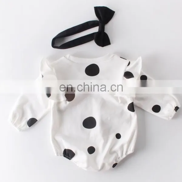 Cheap Wholesale Polka Dots Casual Cotton Baby Rompers Long Sleeve Baby Winter Bodysuits photo-2
