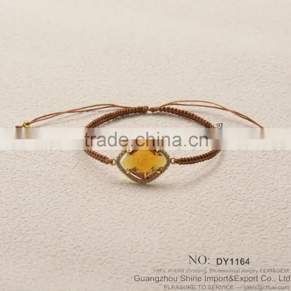Rose Gold Acrylic Stone Diamond Woven Friendship Bracelet for 2015 New Product Hot Sale photo-6