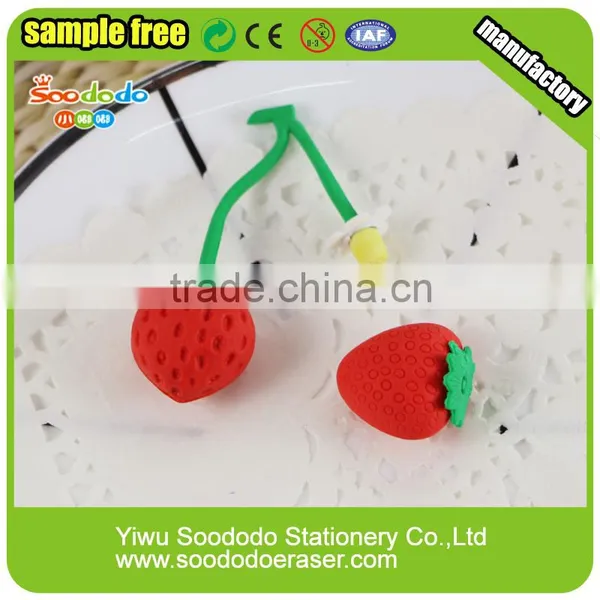 New Arrival Novelty Strawberry Shape Mini 3D Eraser photo-3