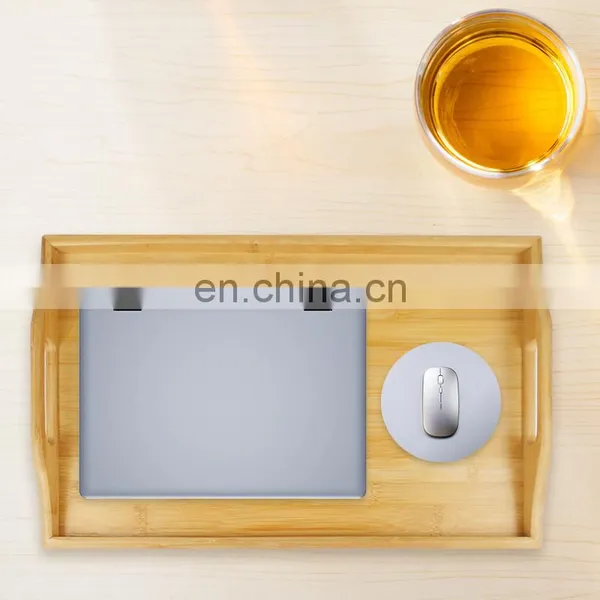 Eco Friendly Bamboo Tableware Rectangular Garden Party Serving Tray With Handle photo-3