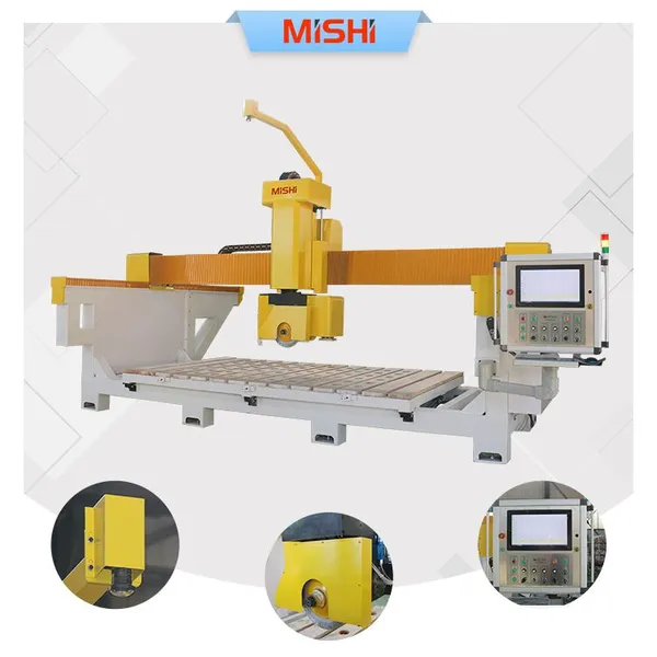 MISHI Hot Sale Stone CNC Machine 5 Axis Cutting Bridge Saw Marble Granite 45 Degree Miter Cutting Cutting Machine for Sale