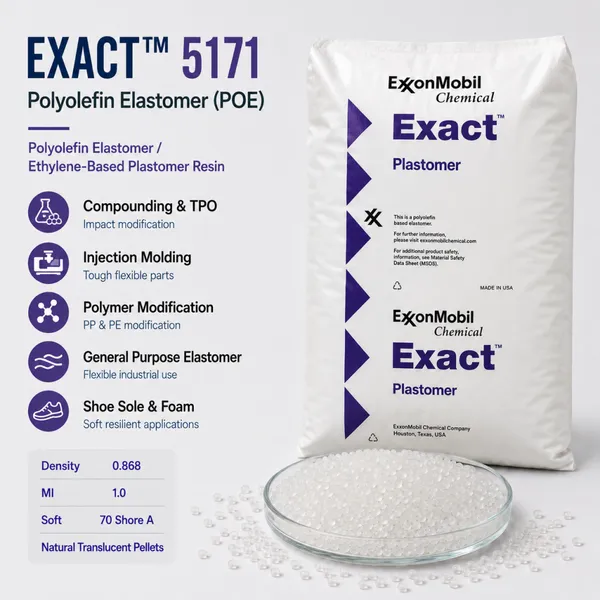 ExxonMobil Exact 5171 POE Polyolefin Elastomer Plastomer Resin for PP PE Modification TPO Compounding Injection Molding Shoe Sole Foam