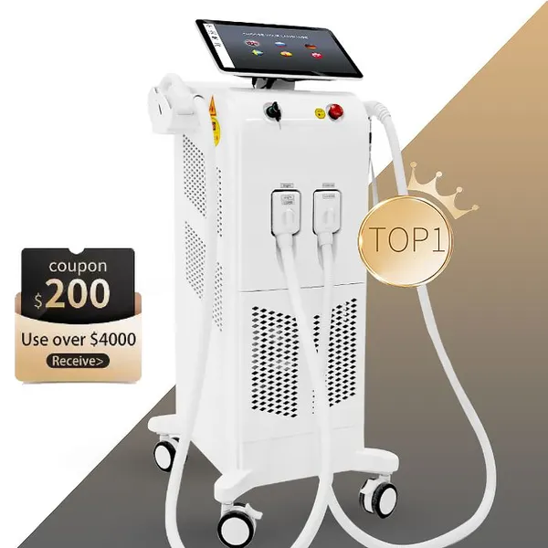 Triple Wavelength 808nm 755nm 1064nm Diode Laser Hair Removal Machine 10Hz Repetition Rate 3-Handle