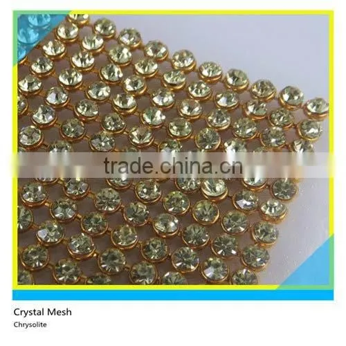 Heat Transfer Crystal Aluminum Mesh Glod Base 4mm Sapphire Hot Fix Rhinestone Mesh photo-4