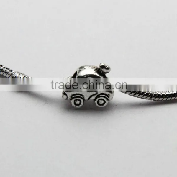 Wholesale DIY Anti-silver Car Shape Large Hole Metal Zinc Alloy Slide Beads photo-3