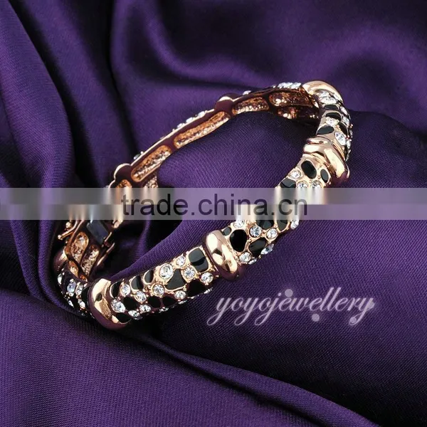 Wholesale Jewelry India Bracelet Leopard Design Crystal Rose Gold Plated Bangles photo-5