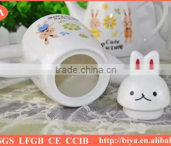 Moroccan Tea Pot Customized Plain White Ceramic Porcelain Tea Pot & Kettle for Two Cup and Saucer Rabit photo-4